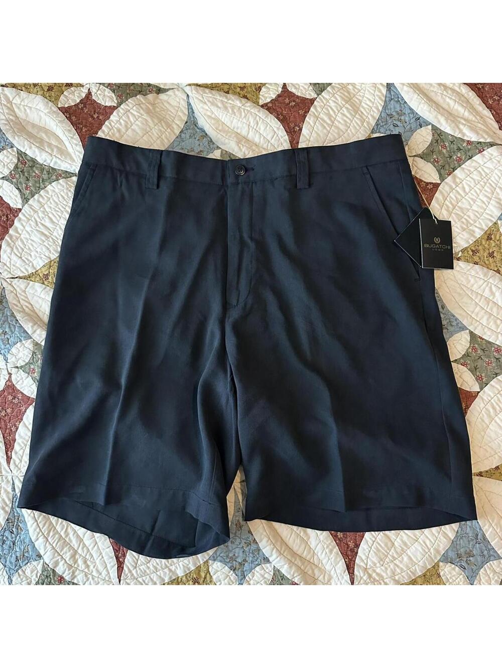 Black Bugatchi silk linen shorts Size 35 NWT summer menswear